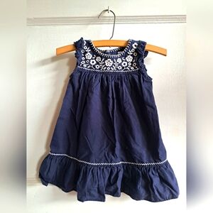 Carter's 12mo Dress Embroidered Baby Girl Dress Navy Summer Dress 12M